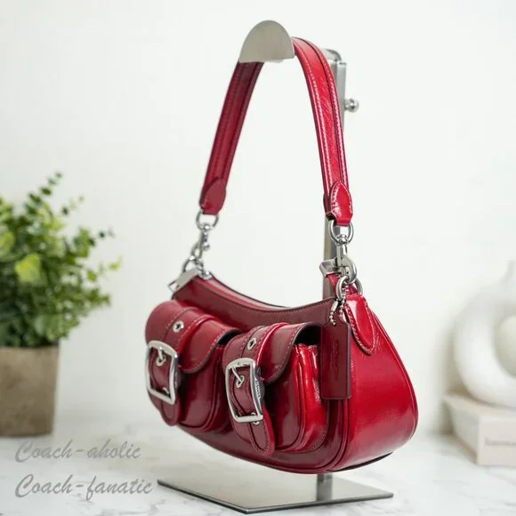 Coach CBJ01 Ashton Leather Shoulder Bag Crossbody in Dark Cardinal - Picture 4 of 11